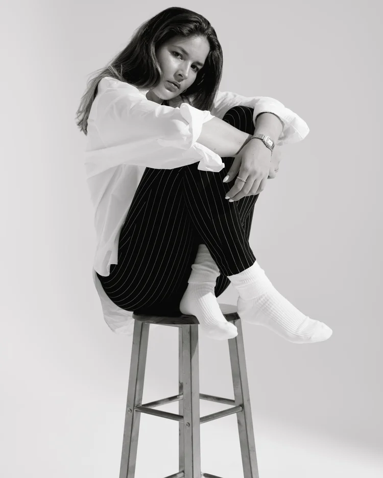 Black and white fashion portrait