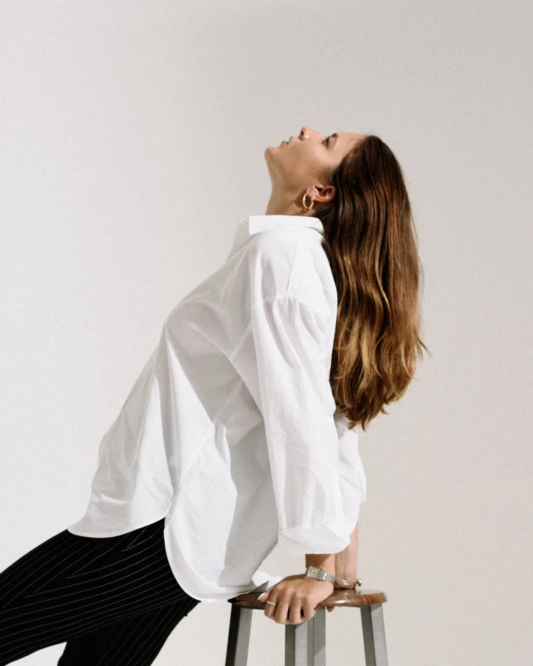 Fashion portrait in a white shirt